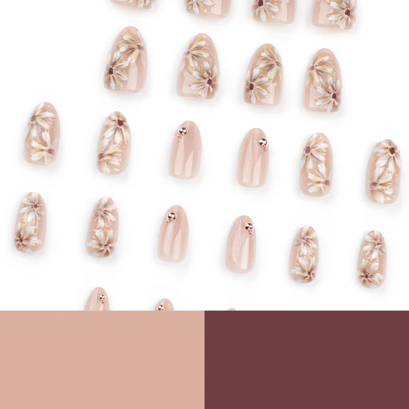 Artful Nail Extensions with 3D Flower Design Stornfield