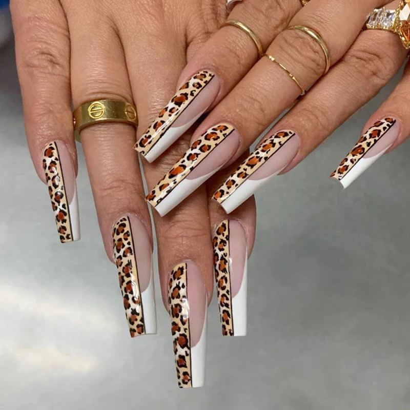 Artful nail extensions in modern leopard design Stornfield