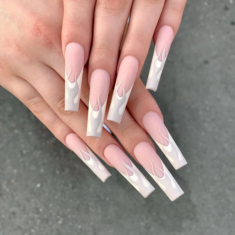 Artistic Nail Extensions in Elegant Flame Design Stornfield