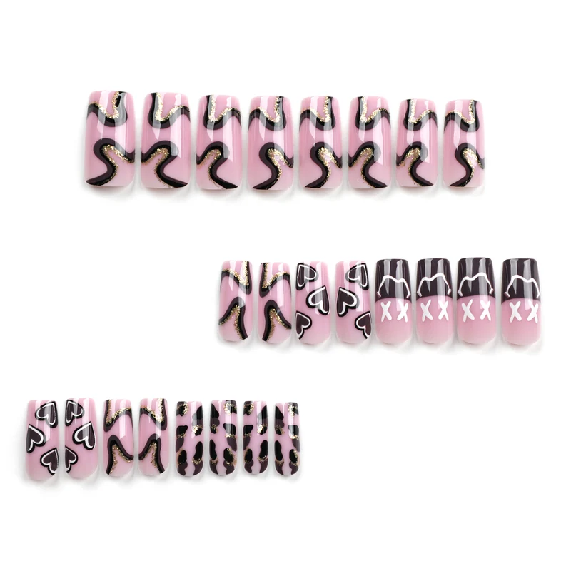 Artful nail extensions in elegant design with gold accents Stornfield