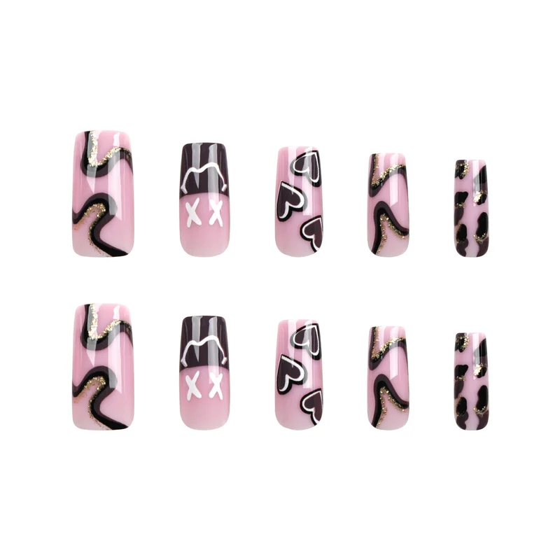 Artful nail extensions in elegant design with gold accents Stornfield