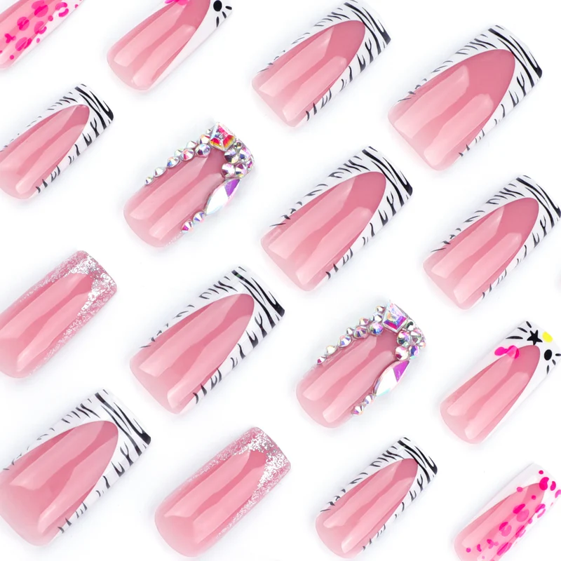 Artistic Nail Art with Animal Motif and Rhinestone Decorations Stornfield