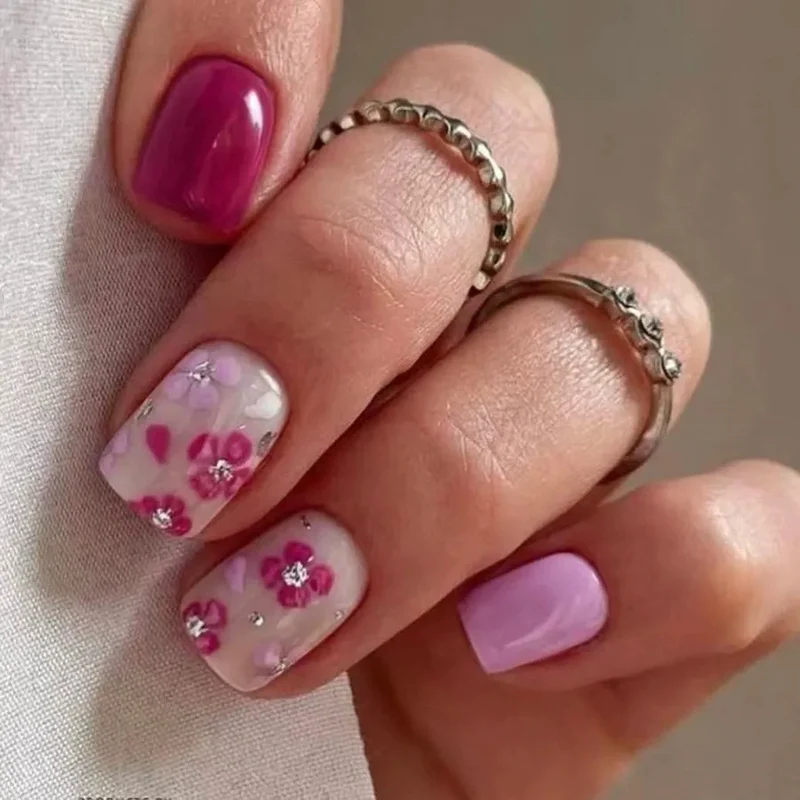 Floral Decorative Gel Nail Extensions Stornfield
