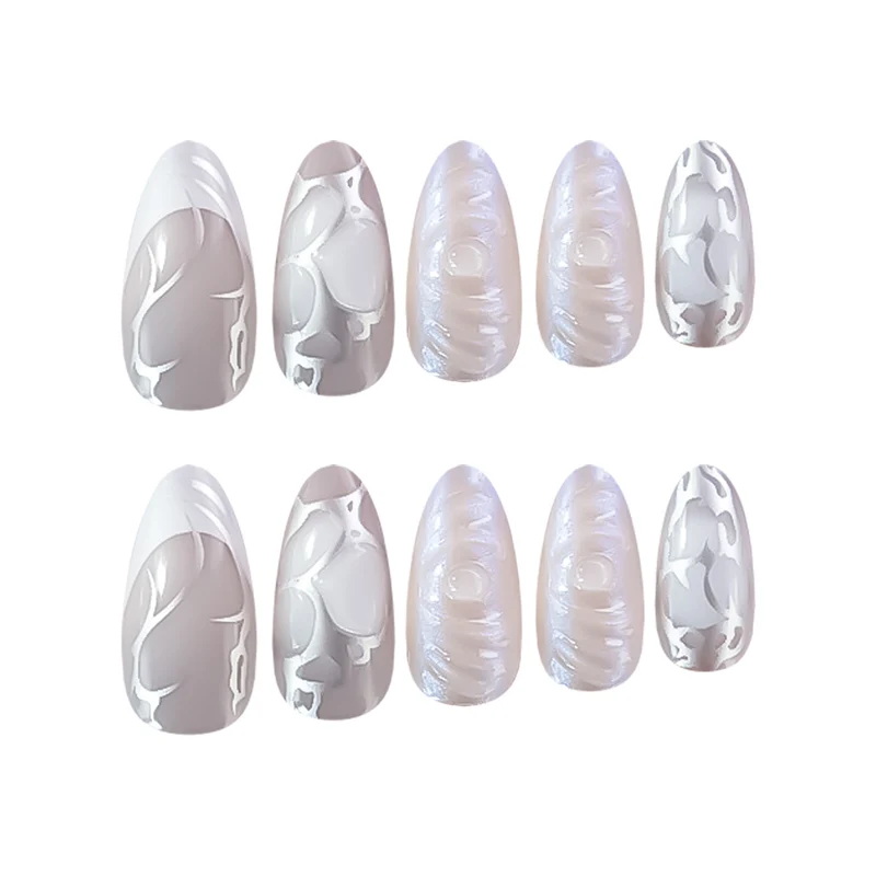 Elegant Stiletto Nail Extensions with Decorative Silver Accents Stornfield