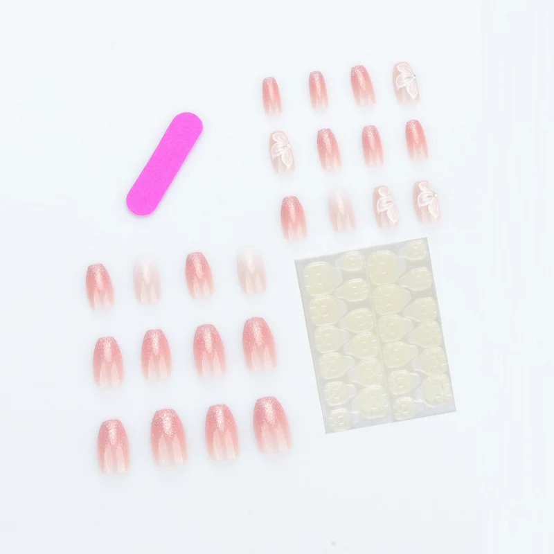Elegant Ombre Press-On Nail Extensions with Decorative Accents Stornfield