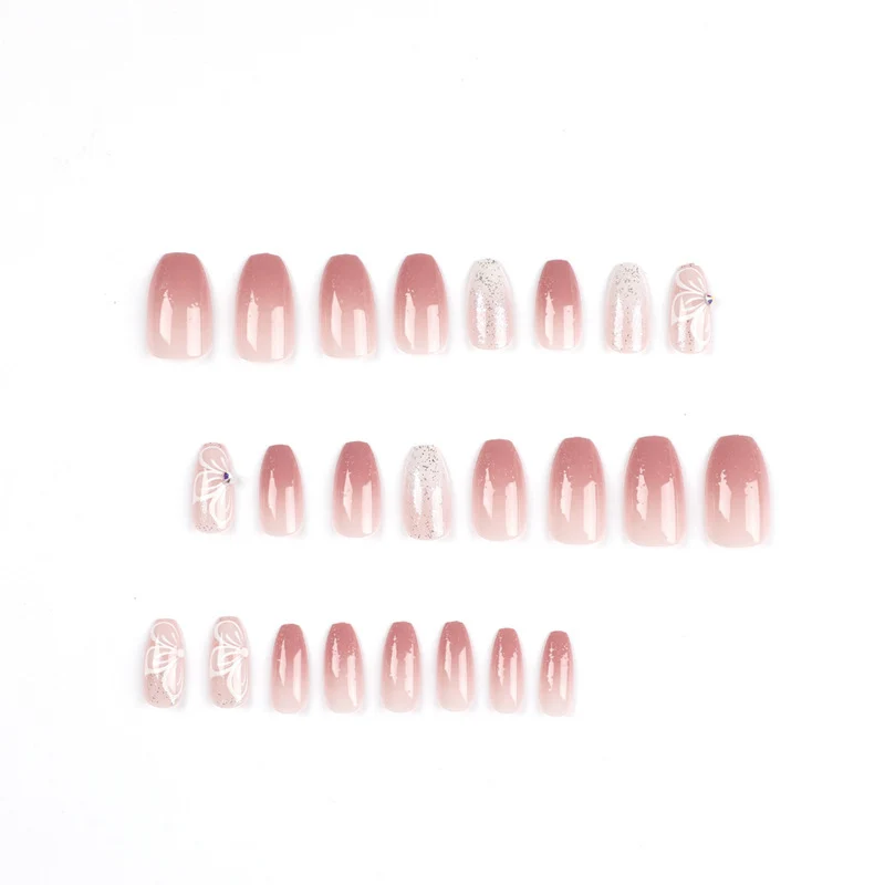 Elegant Ombre Press-On Nail Extensions with Decorative Accents Stornfield