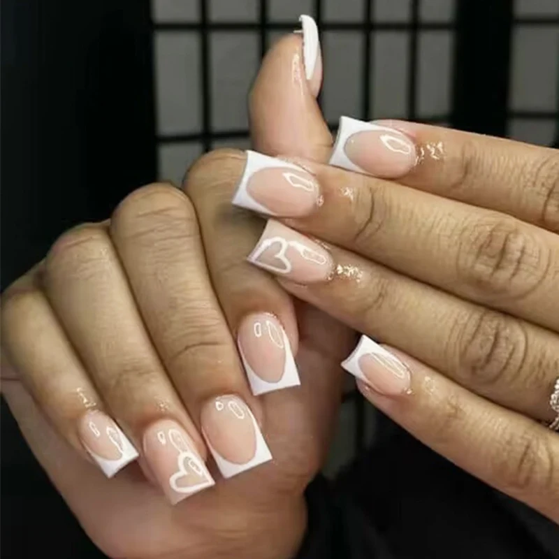 Elegant Heart-Embellished Nail Extensions Stornfield
