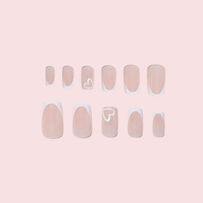 Elegant Heart-Embellished Nail Extensions Stornfield