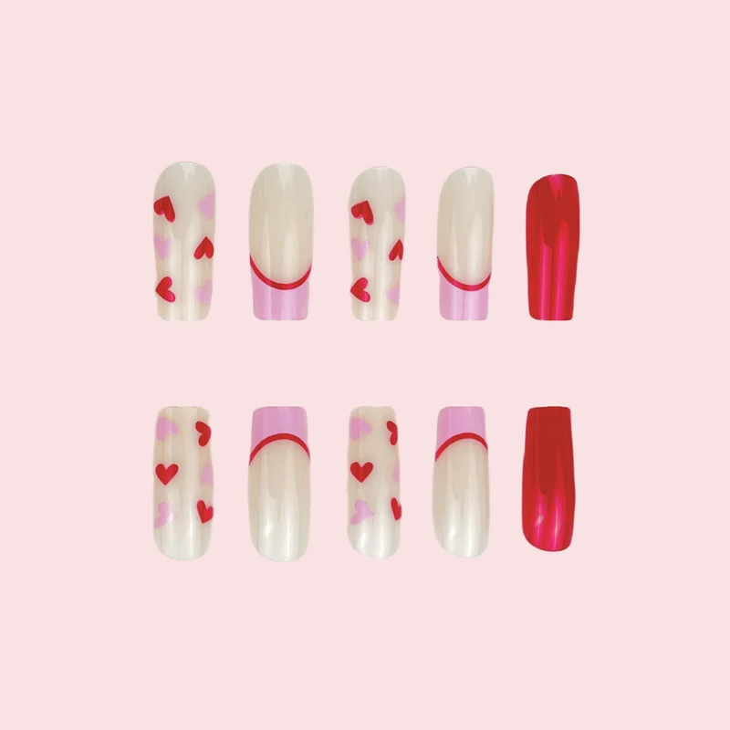Heart-Themed Gel Nail Extensions Stornfield