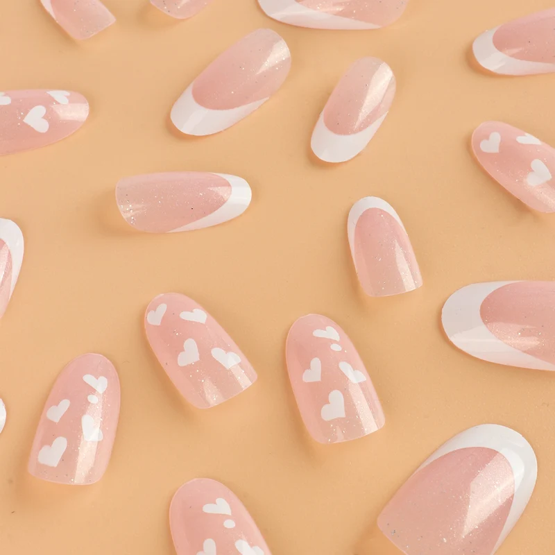 Heart-Embellished Press-On Nail Extensions Stornfield