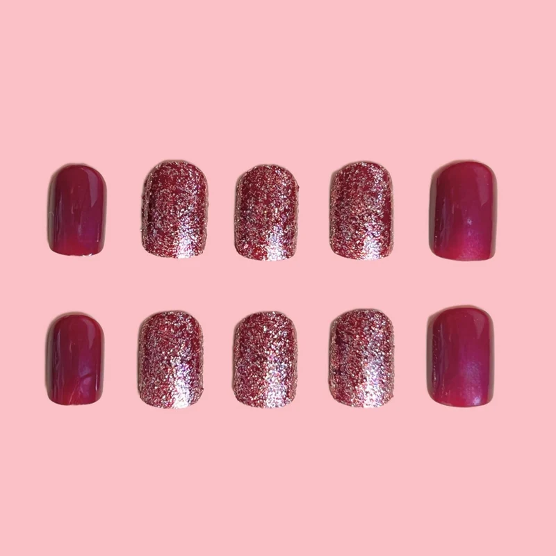 Glossy Press-On Nail Extensions with Glitter Stornfield