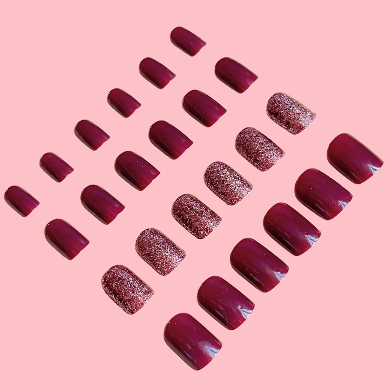 Glossy Press-On Nail Extensions with Glitter Stornfield