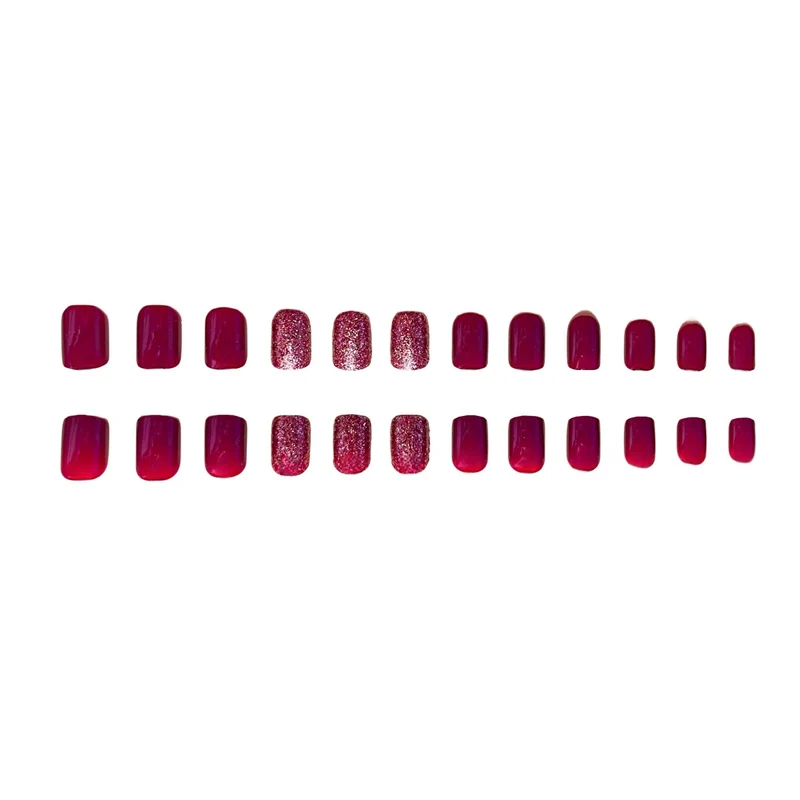Glossy Press-On Nail Extensions with Glitter Stornfield