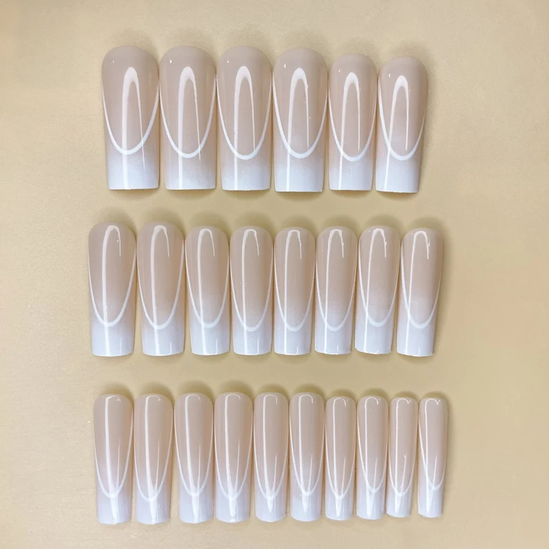 Elegant French Tip Long Nail Extensions Stornfield