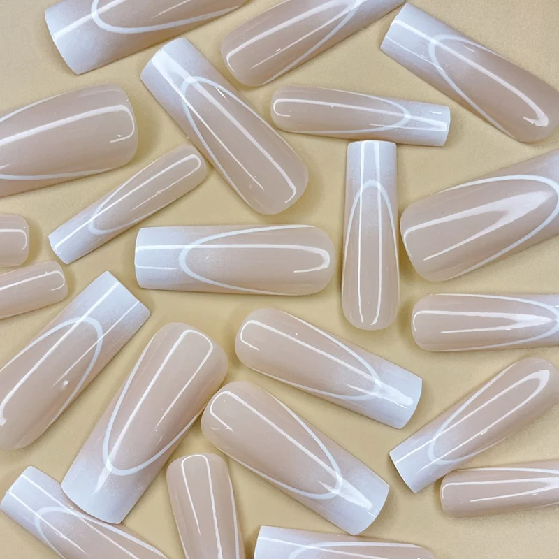 Elegant French Tip Long Nail Extensions Stornfield