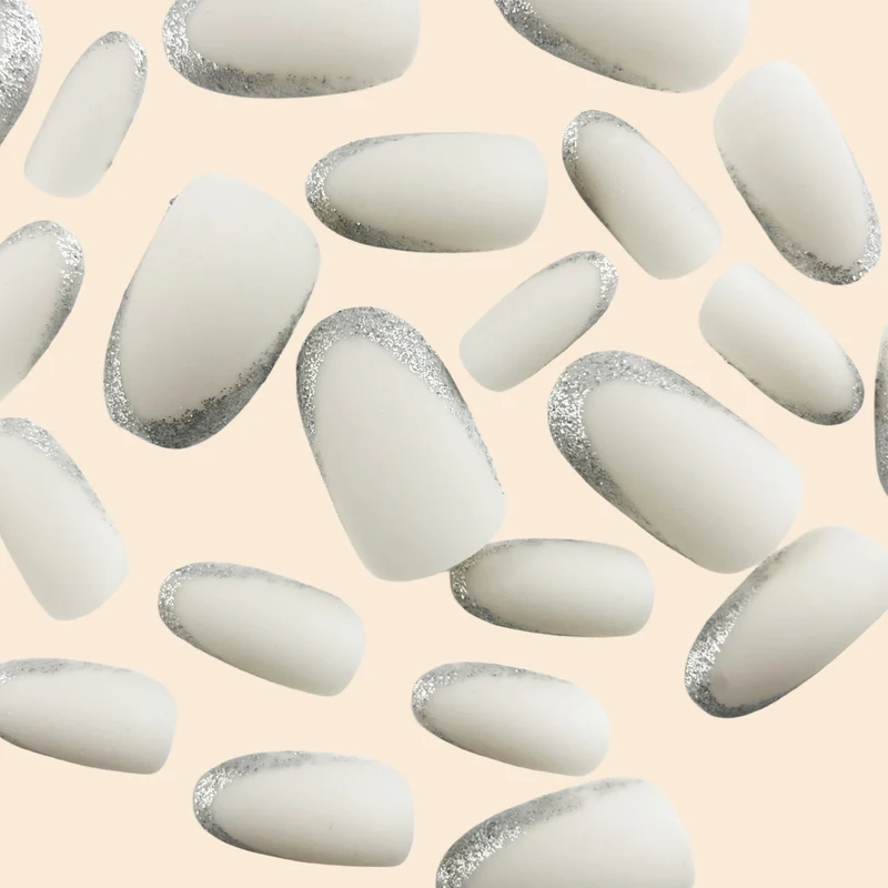 Elegant French Tip Glitter Nail Extensions Stornfield