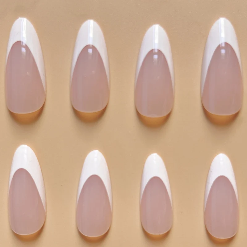 Elegant French Tip Almond-Shaped Nail Extensions Stornfield