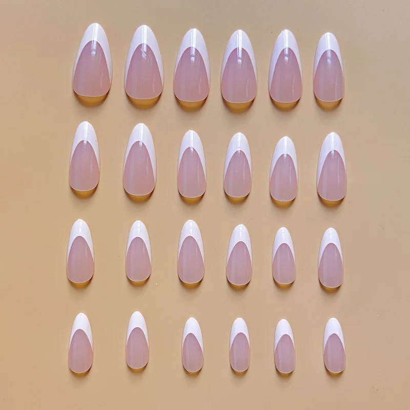 Elegant French Tip Almond-Shaped Nail Extensions Stornfield