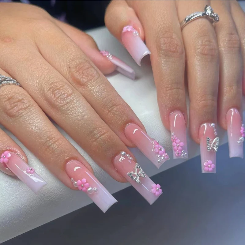 Decorative Floral and Butterfly Nail Extensions Stornfield