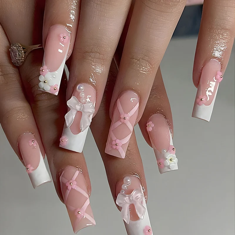 Decorative Floral and Bow Nail Extensions Stornfield