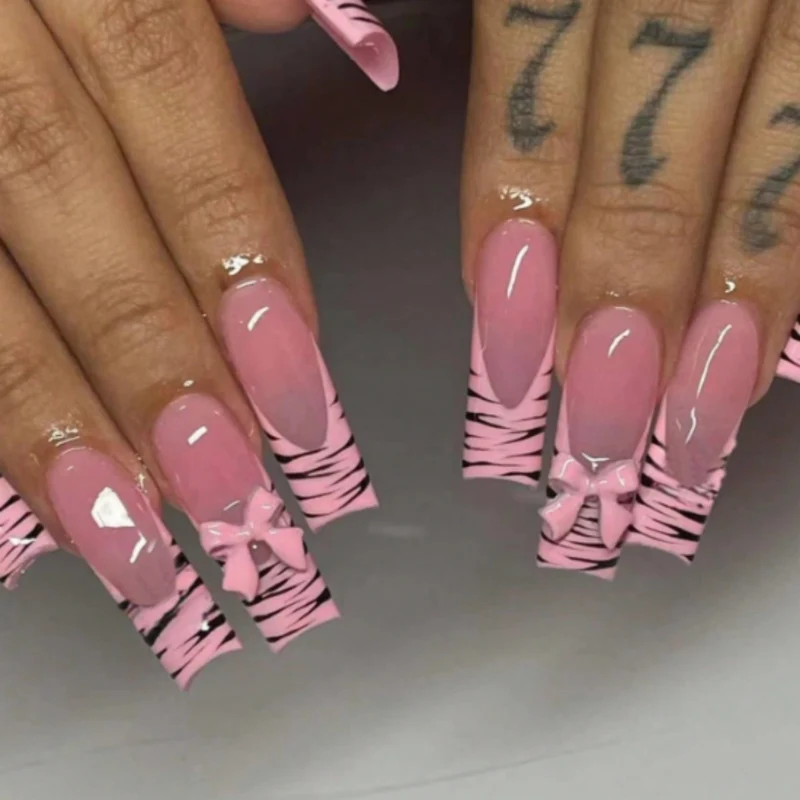 Artistic Zebra Print Nail Extensions Stornfield