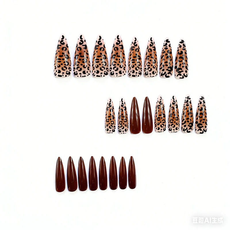 Artistic Stiletto Nail Extensions with Leopard Design Stornfield