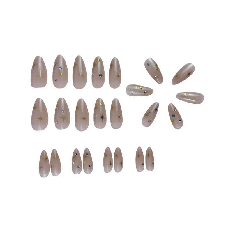 Artistic Rhinestone-Embellished Almond-Shaped Nail Extensions Stornfield