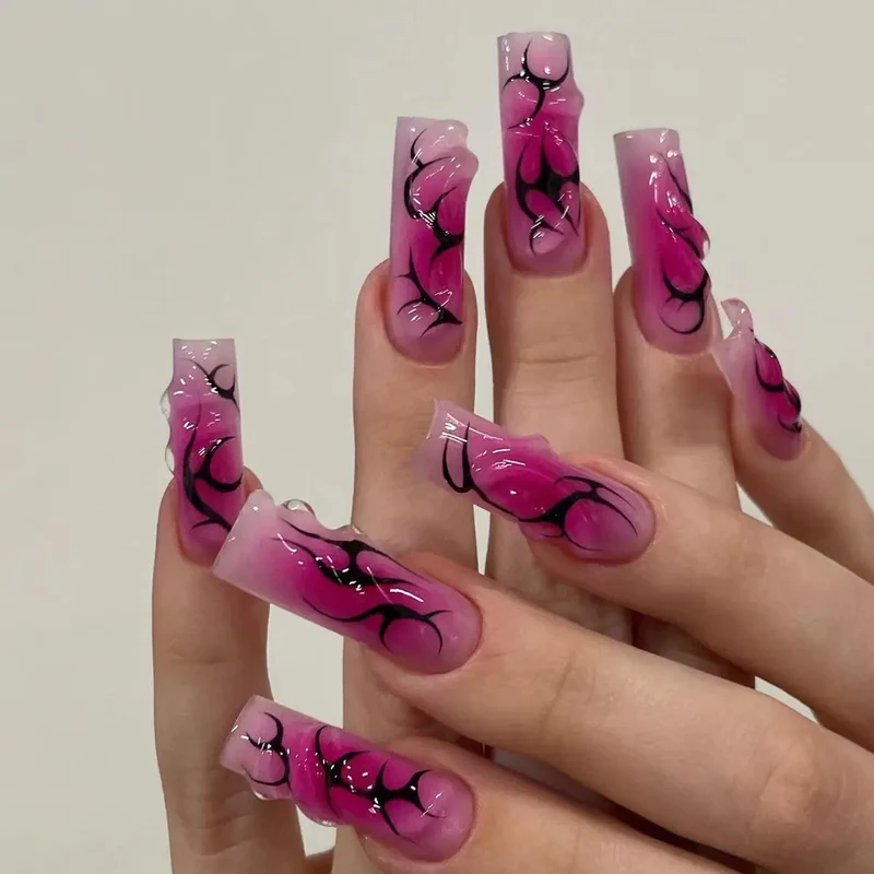 Artistic Long Coffin Nail Extensions Stornfield