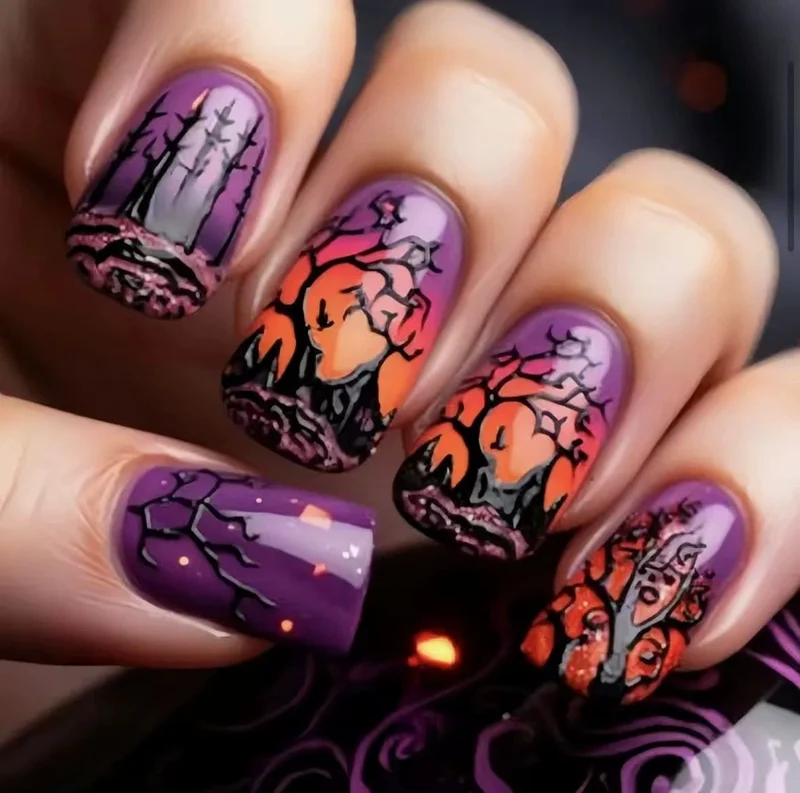 Artistic Halloween Themed Nail Art Stornfield