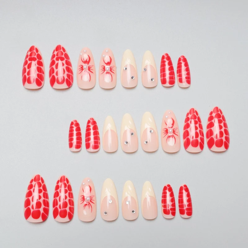 Artistic Floral and Texture Stiletto Nail Extensions Stornfield
