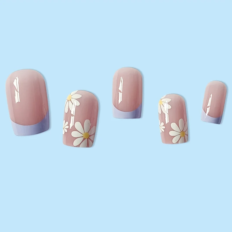 Artistic Floral Acrylic Nail Extensions Stornfield