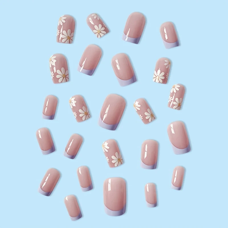 Artistic Floral Acrylic Nail Extensions Stornfield