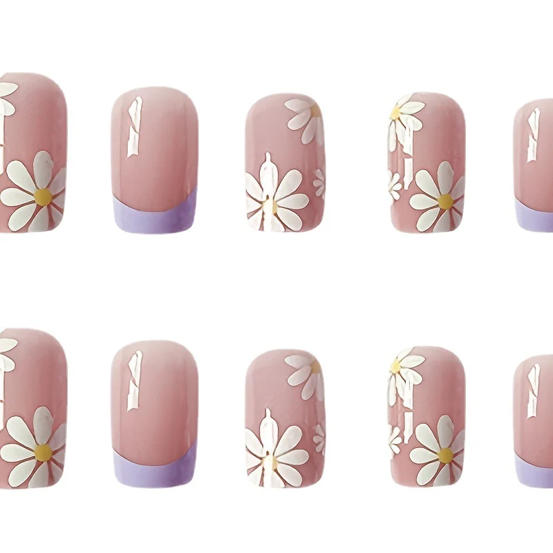 Artistic Floral Acrylic Nail Extensions Stornfield