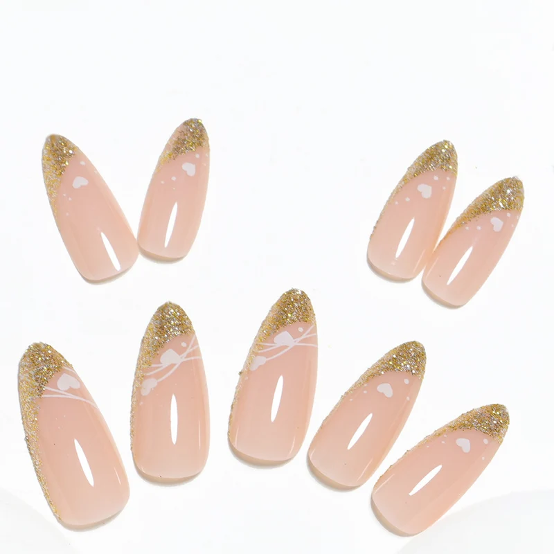 Stylish Glittery French Tip Press-On Nails Stornfield