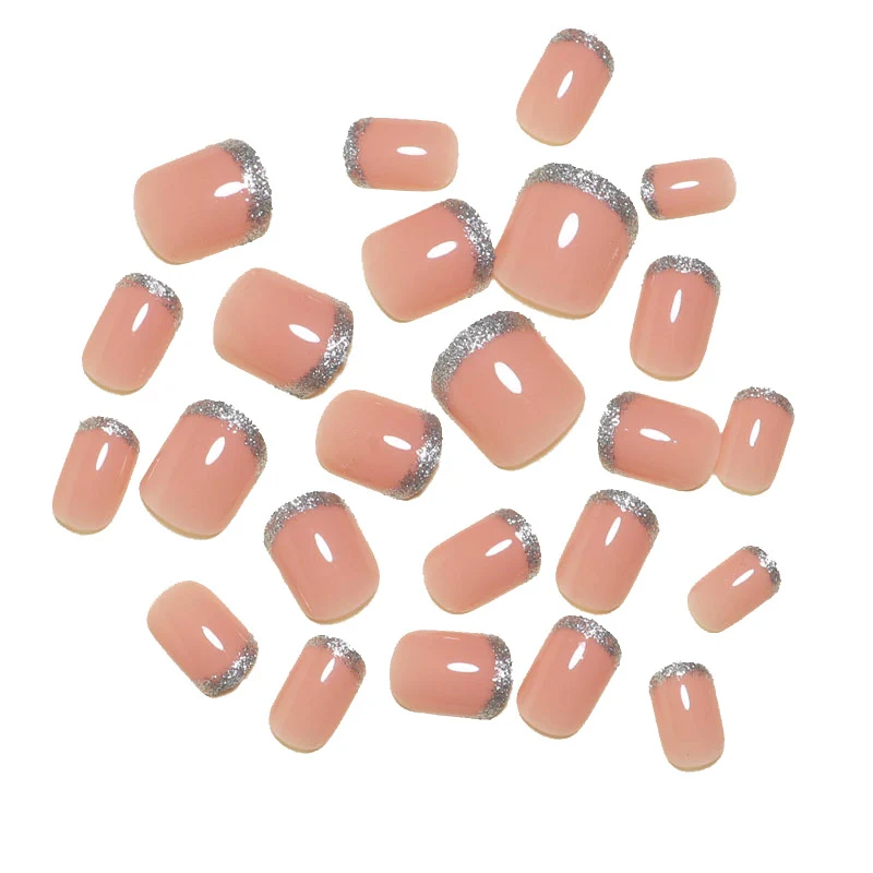 Sparkling French Tip Press-On Nails Stornfield
