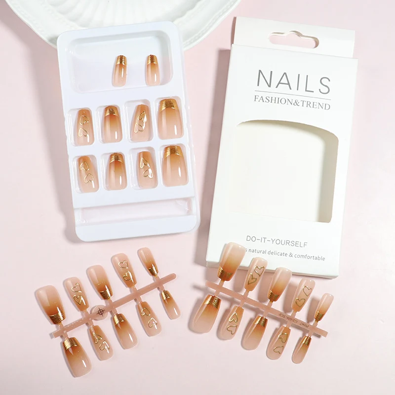 Premium Heart-Embellished Press-On Nail Set Stornfield
