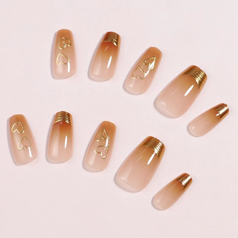 Premium Heart-Embellished Press-On Nail Set Stornfield
