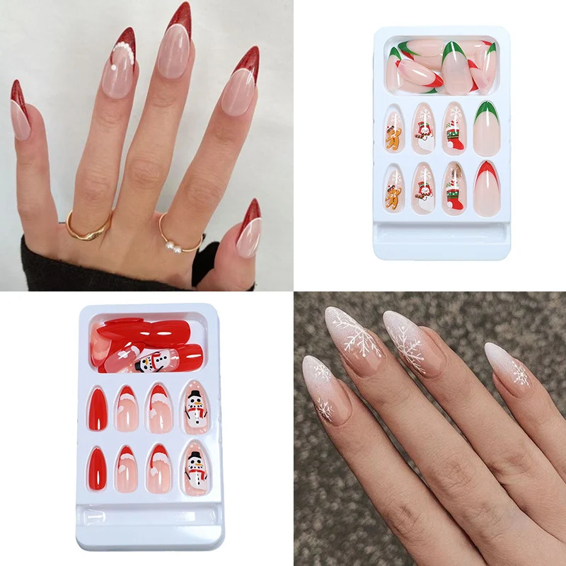 Premium Glossy Glittering Almond-Shaped Press-On Nails Stornfield