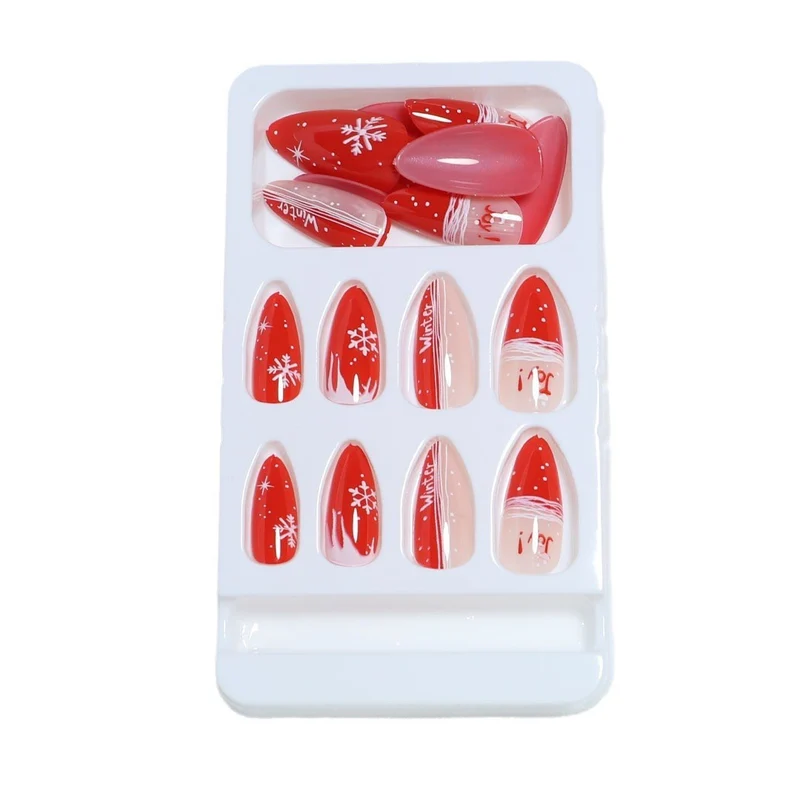 Premium Glossy Glittering Almond-Shaped Press-On Nails Stornfield