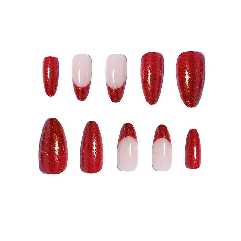 Premium Glossy Glittering Almond-Shaped Press-On Nails Stornfield