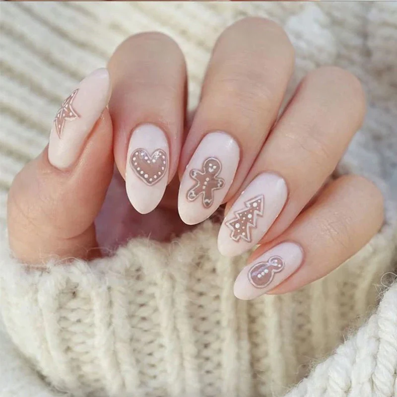 Premium Glossy Glittering Almond-Shaped Press-On Nails Stornfield