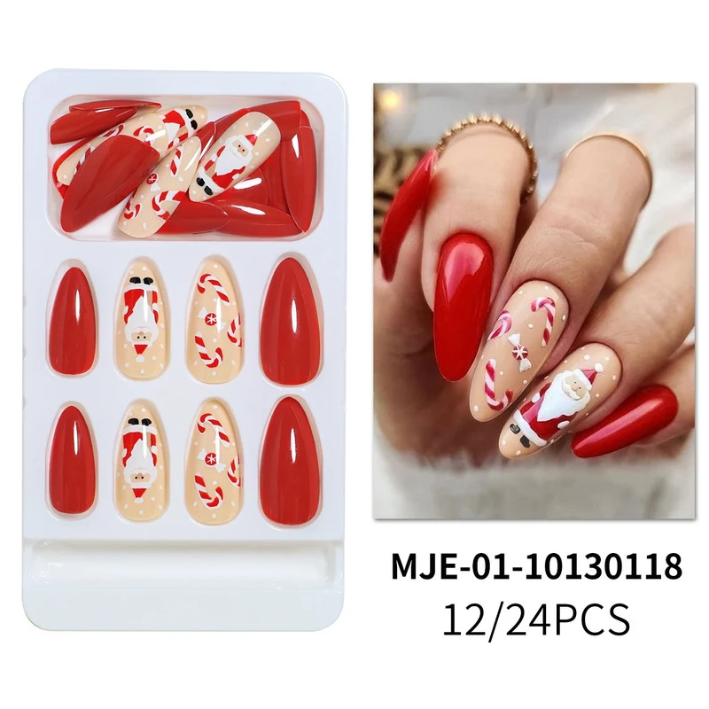 Premium Glossy Glittering Almond-Shaped Press-On Nails Stornfield