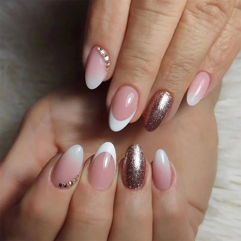 Glamorous nail extensions with shimmering accent Stornfield