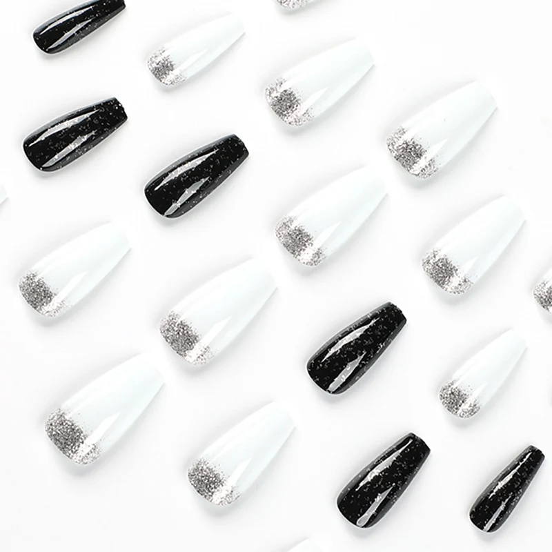 Glamorous artificial nails with glitter and ombre effect Stornfield