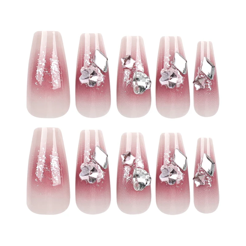 Glamorous artificial nails with glitter and crystal embellishment Stornfield