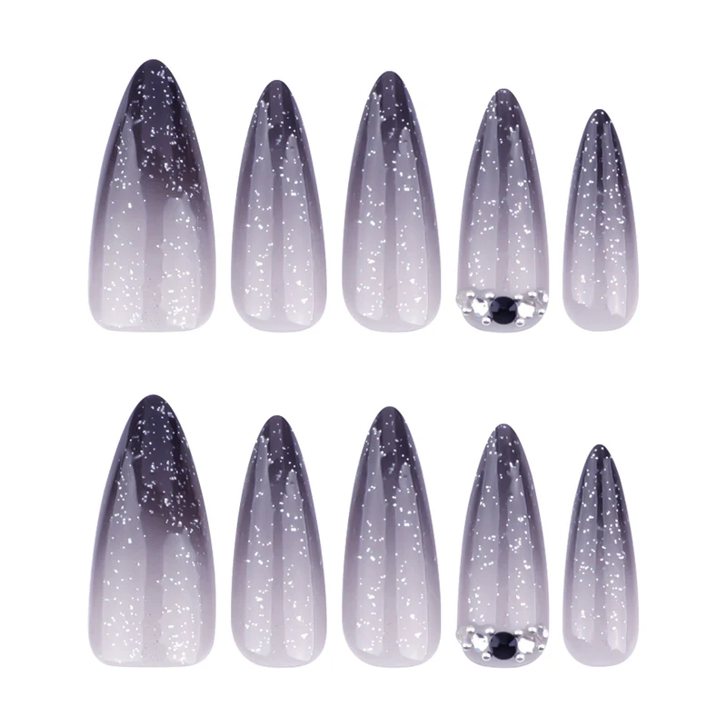 Glamorous artificial nails with sparkling accents Stornfield