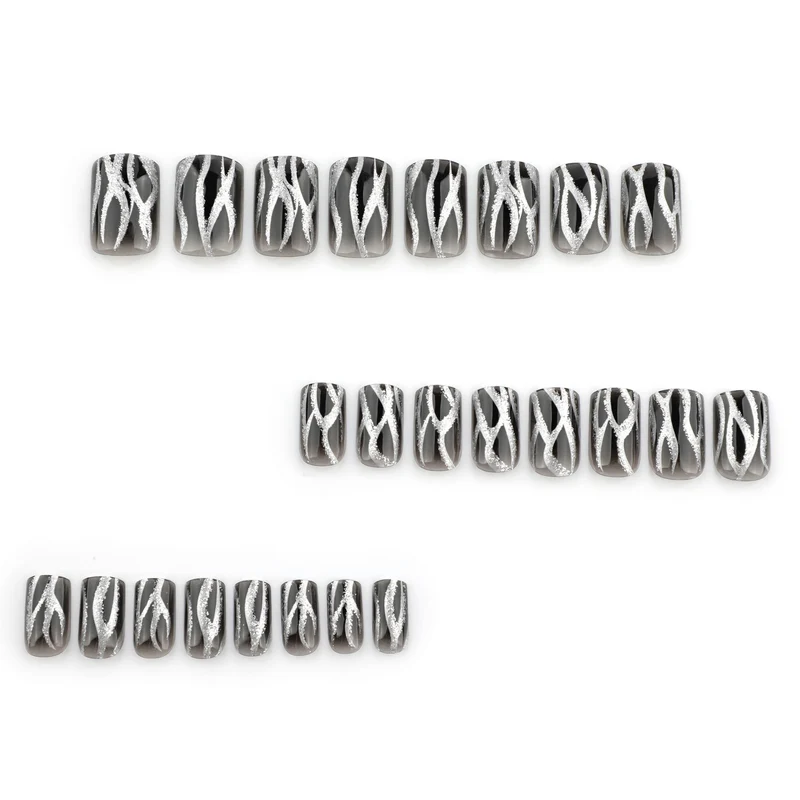 Glamorous gel nails with shimmering pattern Stornfield