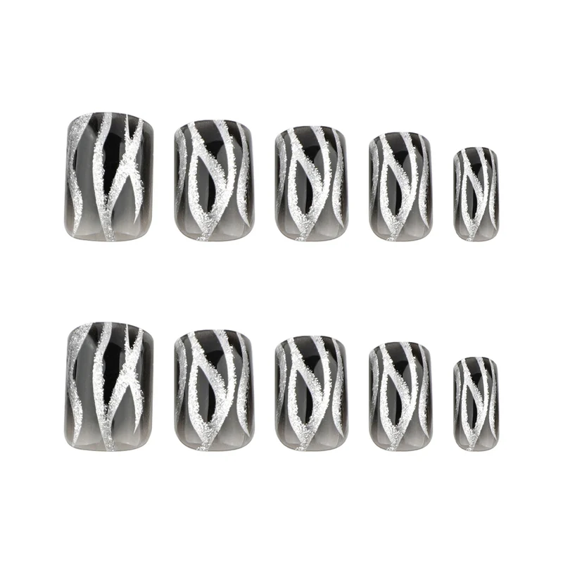 Glamorous gel nails with shimmering pattern Stornfield