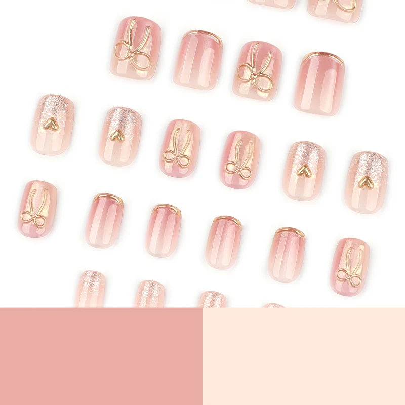 Glamorous acrylic nails with elegant gold design Stornfield