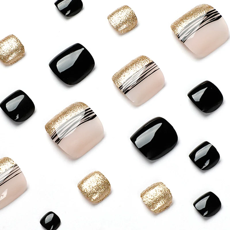 Exquisite toenail art with glitter and stripe design Stornfield